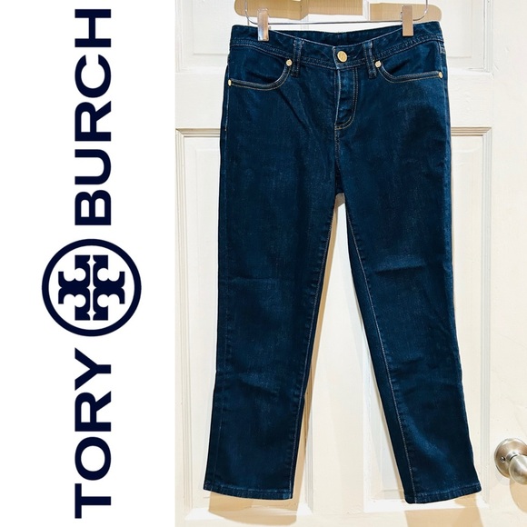 Tory Burch Denim - Tory Burch Cropped Jean Dark Blue Denim Capris Designer Luxury Denim Size 27